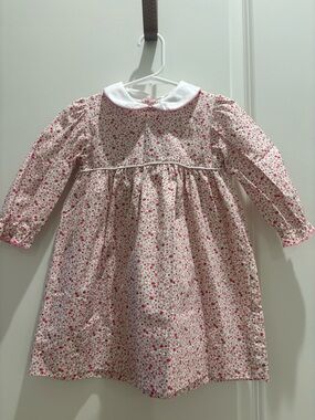 Petit Bebe Floral Dress Long-Sleeve Peter Pan Collar Girls Easter Spring